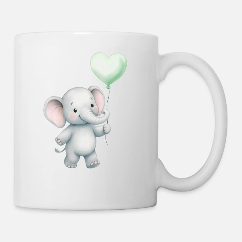 Eléphant avec ballon coeur - Mug blanc - blanc