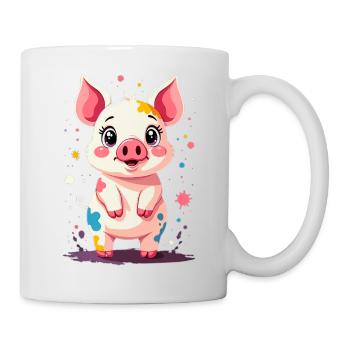Piggy dans une touche de design de couleur - Mug blanc - blanc - Droite
