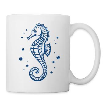 blaues Seepferdchen T-shirt Geschenk  - Tasse - Weiß - Rechts