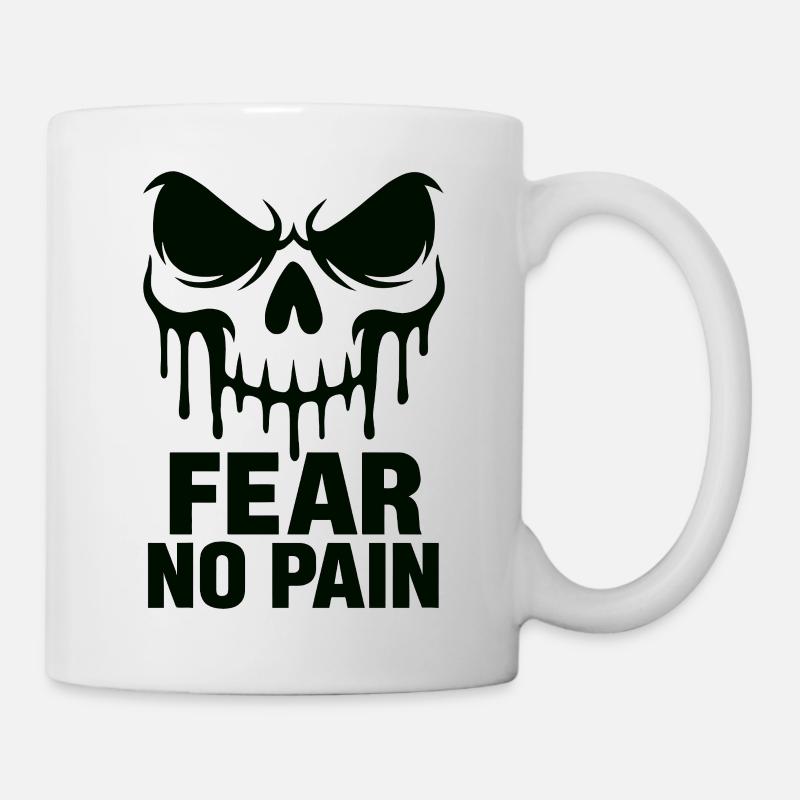 Fear No Pain Skull Gym Motivation - Mug - white
