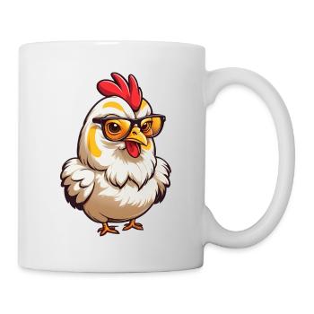 Brillenhuhn Cartoon - Tasse - Weiß - Rechts