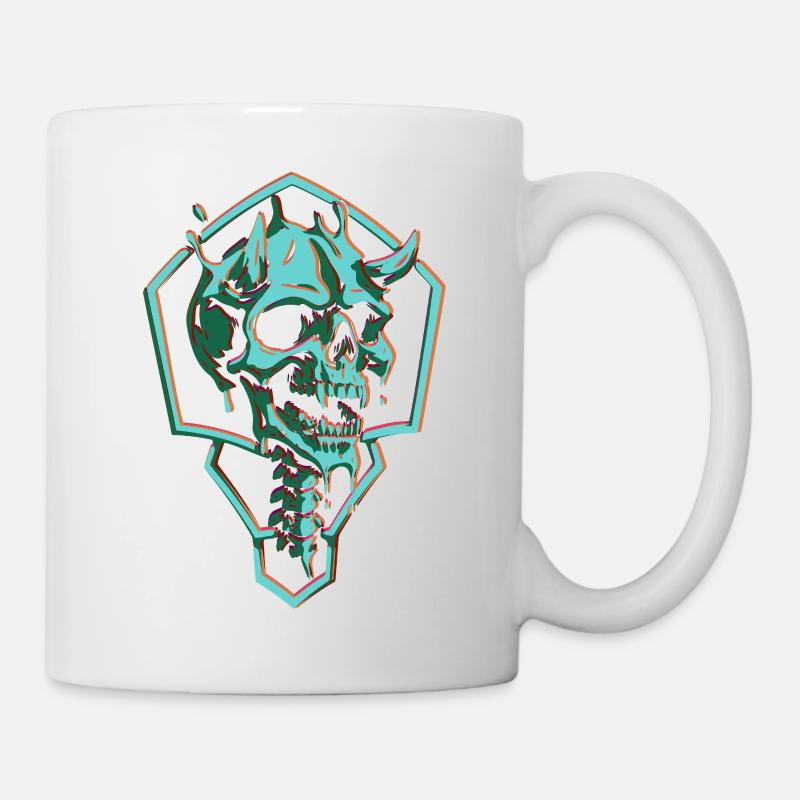 Neon skull in hexagon - Mug - white