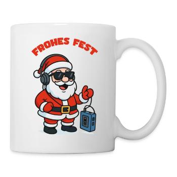  Weihnachtsmann mit Kopfhörer - Tasse - Weiß - Rechts