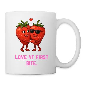 Love at First Bite Strawberries Cartoon - Mug - white - Right