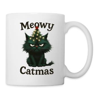 Meowy Catmas Grummelige Weihnachtskatze - Tasse - Weiß - Rechts