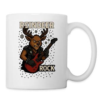Rentier Rockgitarre Punk Weihnachtsdesign - Tasse - Weiß - Rechts