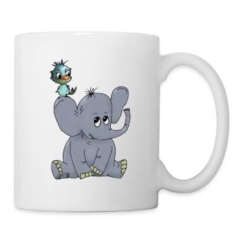 Elefant_mit_Vogel - Mug blanc - blanc - Droite