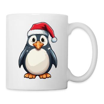 Pinguin mit festlicher Santa-Mütze - Tasse - Weiß - Rechts