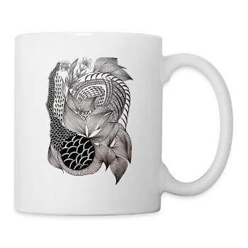Black and White Leaf Snake Pattern - Mug - white - Right