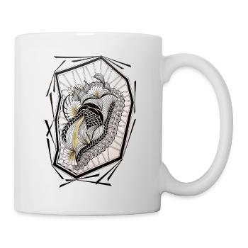 Zentangle flower heart in frame - Mug - white - Right