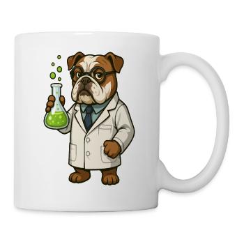 Un scientifique bouledogue tenant une fiole de chimie dessin animé - Mug blanc - blanc - Droite