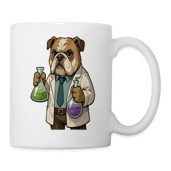 Le Bulldog scientifique tenant des fioles de chimie - Mug blanc - blanc - Droite