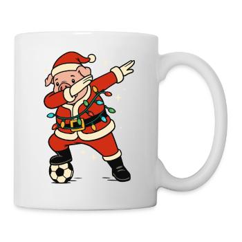 Dabbing Schwein Weihnachtsmann Fußball Lustig - Tasse - Weiß - Rechts