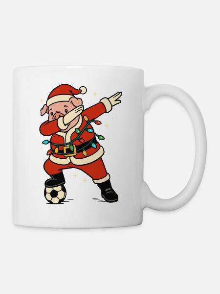 Davant le Porc du Père Noël Football Drôle - Mug blanc - blanc