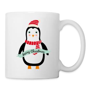 Süßer Weihnachts-Pinguin Merry Christmas - Tasse - Weiß - Rechts