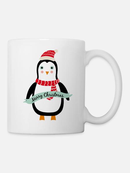 Süßer Weihnachts-Pinguin Merry Christmas - Tasse - Weiß