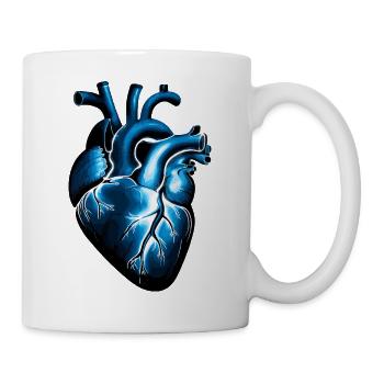 Anatomisches Herz in Blau mit Lebhaften Adern - Tasse - Weiß - Rechts