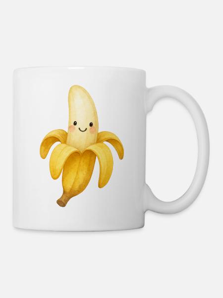 Fröhliche Banane Gesicht Illustration Kinder Fruch - Kop/krus - hvid