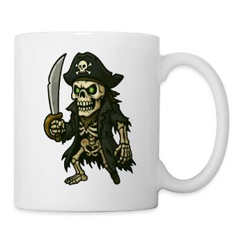 Skeleton Pirate with Sword and Green Eyes - Mug - white - Right