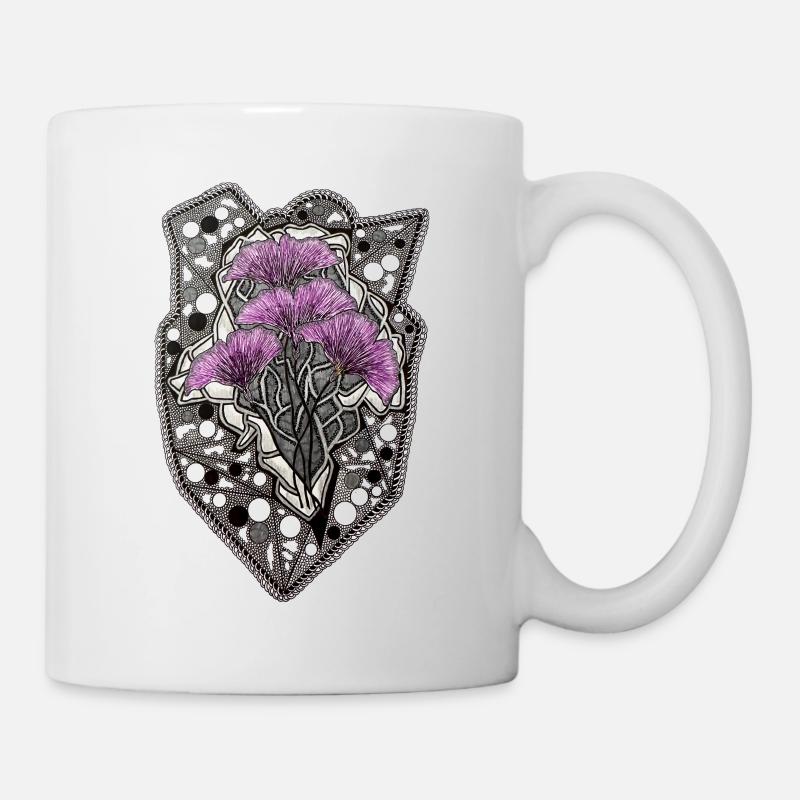 Cadre en dentelle Mandala Purple Blossoms - Mug blanc - blanc