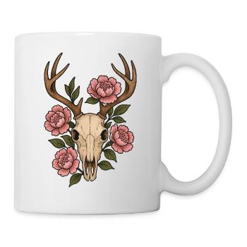 Peony Skull Deer Emblem - Mug - white - Right