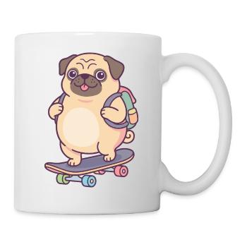 Pug Skateboard Backpack - Mug - white - Right