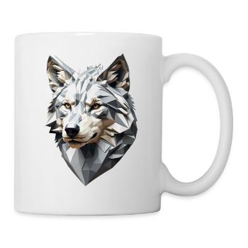 Wolfskopf LowPoly Geometrisch - Tasse - Weiß - Rechts