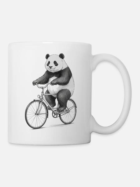 Panda auf dem Fahrrad - Tasse - Weiß