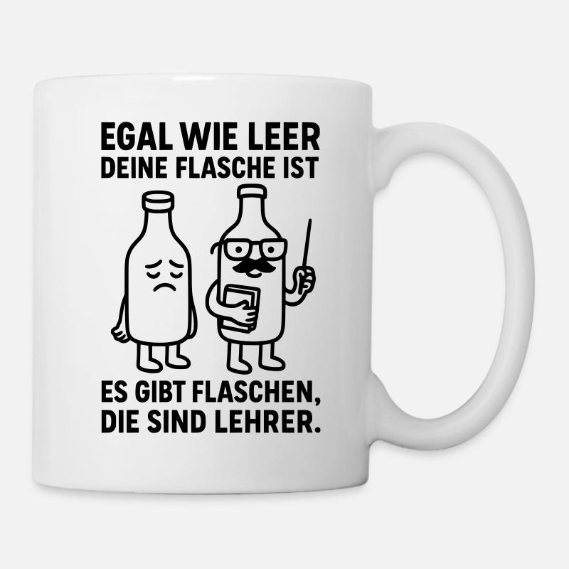 flasche leer lehrer witz - Tasse - Weiß
