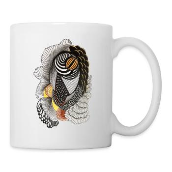 Geometrische Linienzeichnung mit Schuppenmuster - Tasse - Weiß - Rechts