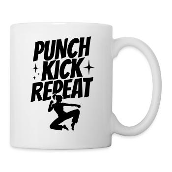 Kickboxerin Silhouette - Punch, Kick, Repeat - Tasse - Weiß - Rechts