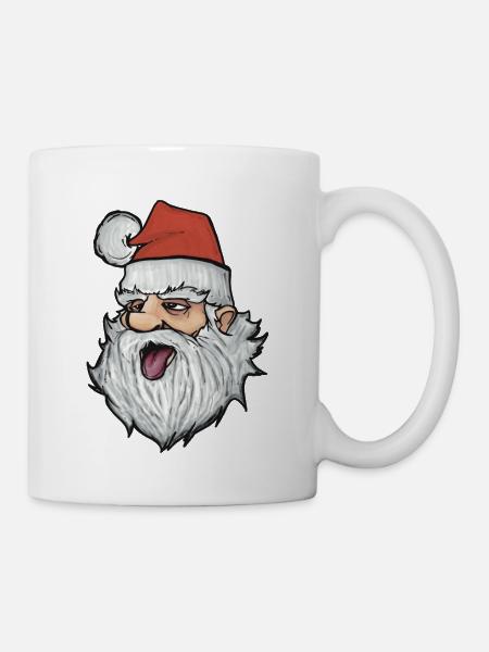 Lustiger Weihnachtsmann mit roter Mütze - Tasse - Weiß
