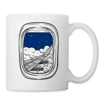 Night flight over cloud windows - Mug - white - Right