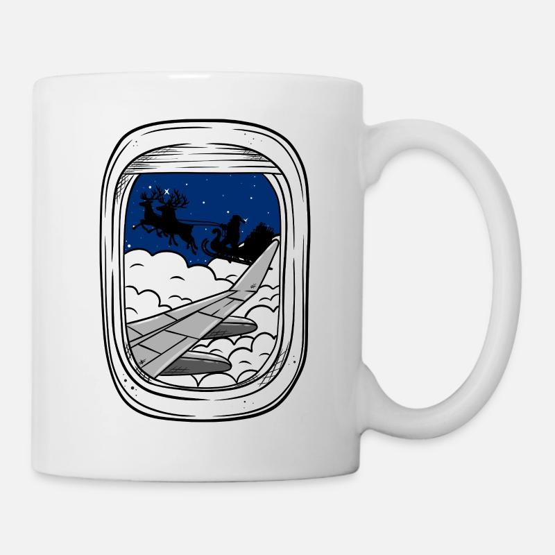 Night Flight Over Clouds Christmas Sleigh - Mug - white