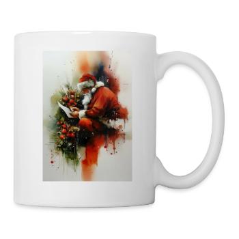 Père Noël aquarelle lisant lettre - Mug blanc - blanc - Droite