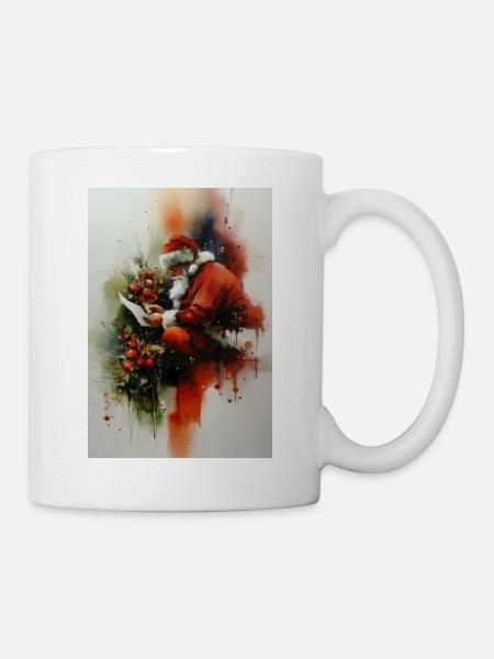 Aquarell-Weihnachtsmann-Lesebrief - Tasse - Weiß