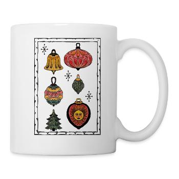 Bunte Weihnachtsornamente  - Tasse - Weiß - Rechts