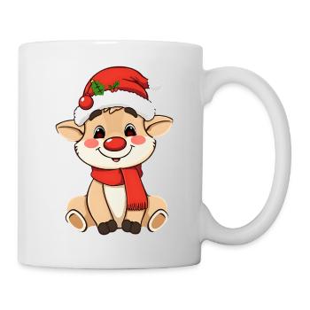 Süßes Rentier Weihnachten Cartoon Motiv - Tasse - Weiß - Rechts
