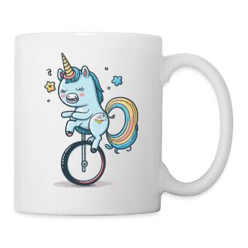 Unicorn on a unicycle – a colourful dream - Mug - white - Right