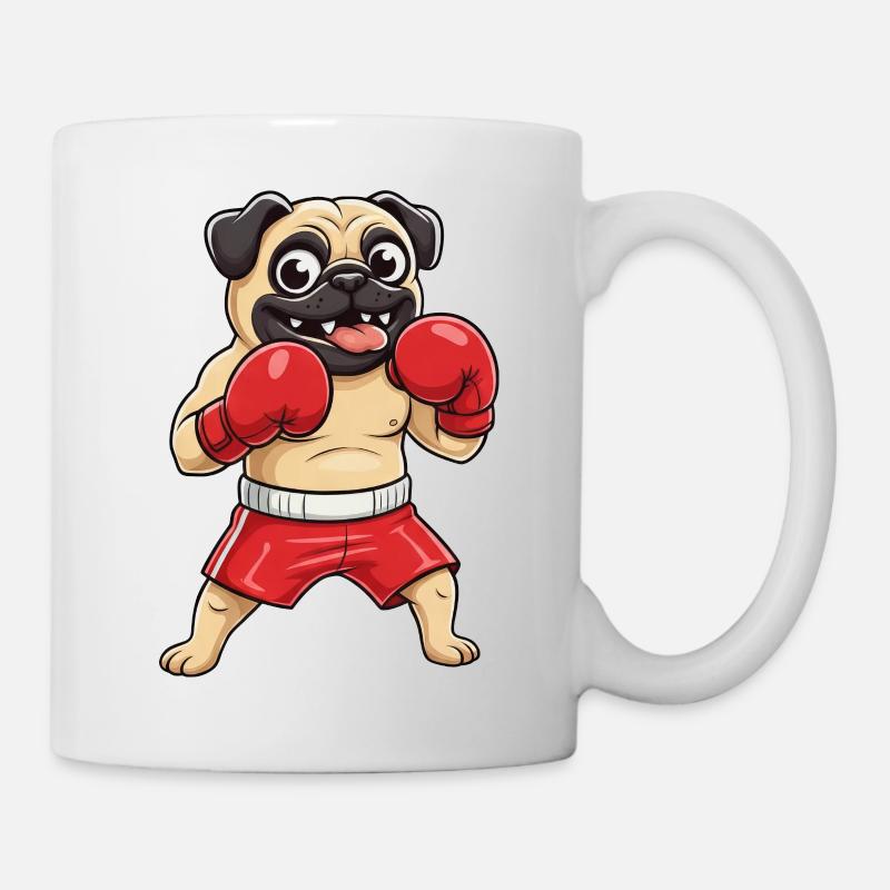 Mops Boxer Selbstverteidigung Kampfsport Schwarzgu - Tasse - Weiß