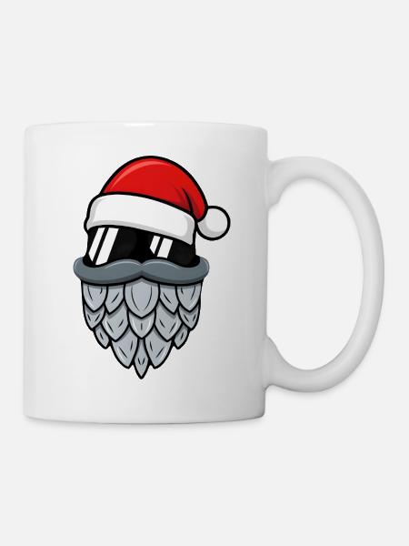 Cooler Santa Claus mit Hopfen-Bart und Brille  - Tasse - Weiß