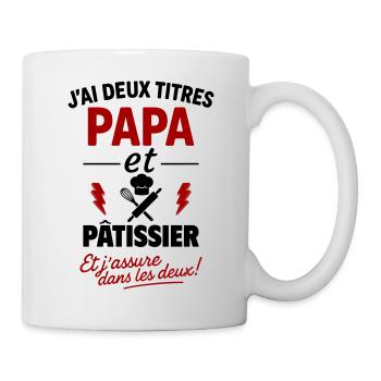 Papa Pâtissier Two Titles Humor - Mug - white - Right
