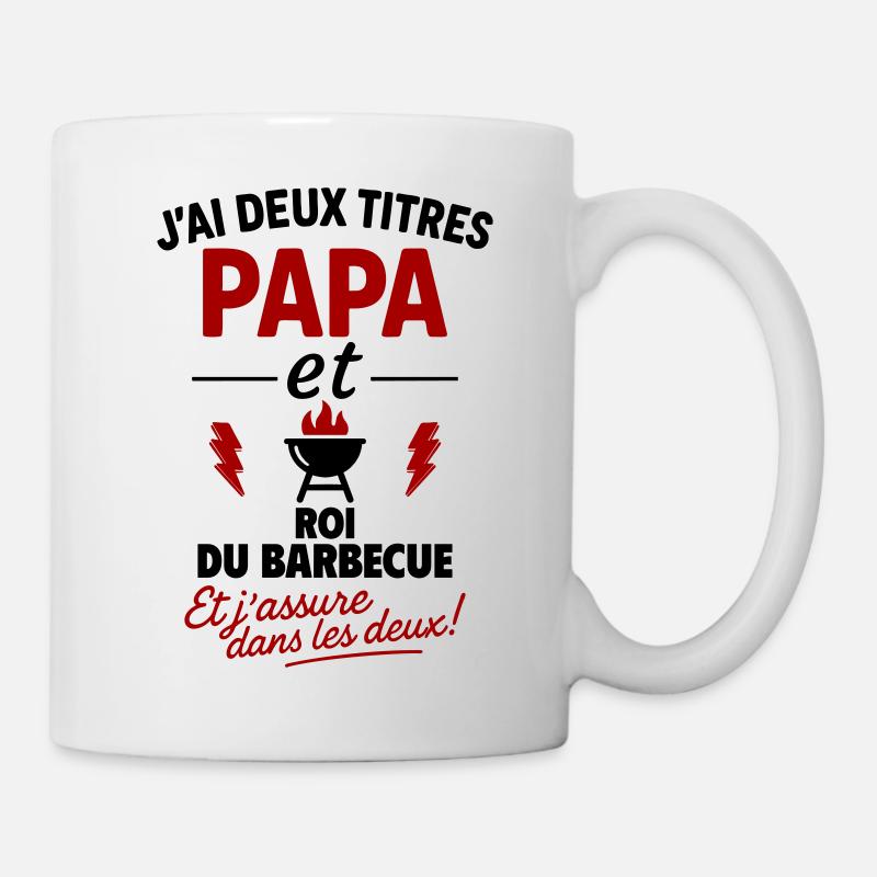 Papa Roi Du Barbecue Deux Titres - Mug blanc - blanc