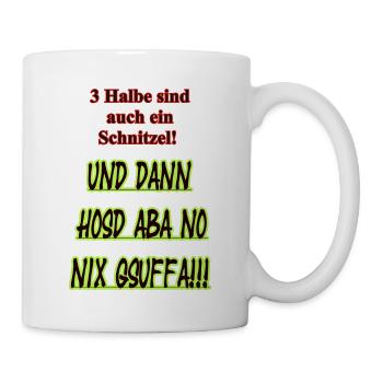 Half Schnitzel Saying Shirt - Mug - white - Right
