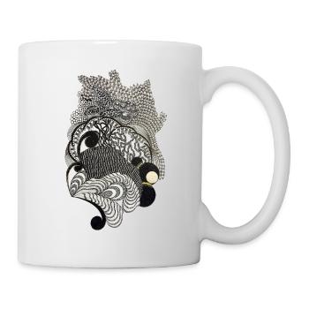 Black and White Decorative Waves Pattern - Mug - white - Right