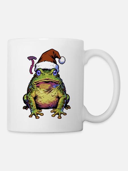 Grenouille au chapeau de Père Noël Pop Art - Mug blanc - blanc