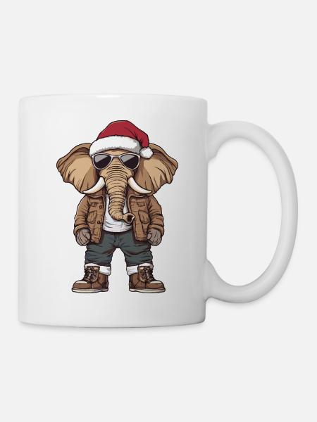 Elefant Weihnachten Winter - Tasse - Weiß