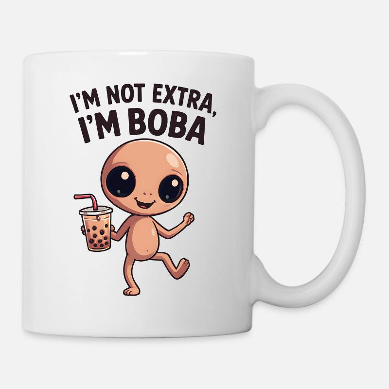 Boba Charm: Nicht Extra, Nur Lächeln - Tasse - Weiß