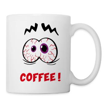 Ich brauche Kaffee! Lustiges Comic-Motiv - Tasse - Weiß - Rechts