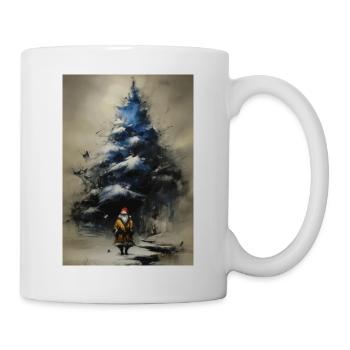 Nachtbaum und Winter-Weihnachtsmann - Tasse - Weiß - Rechts